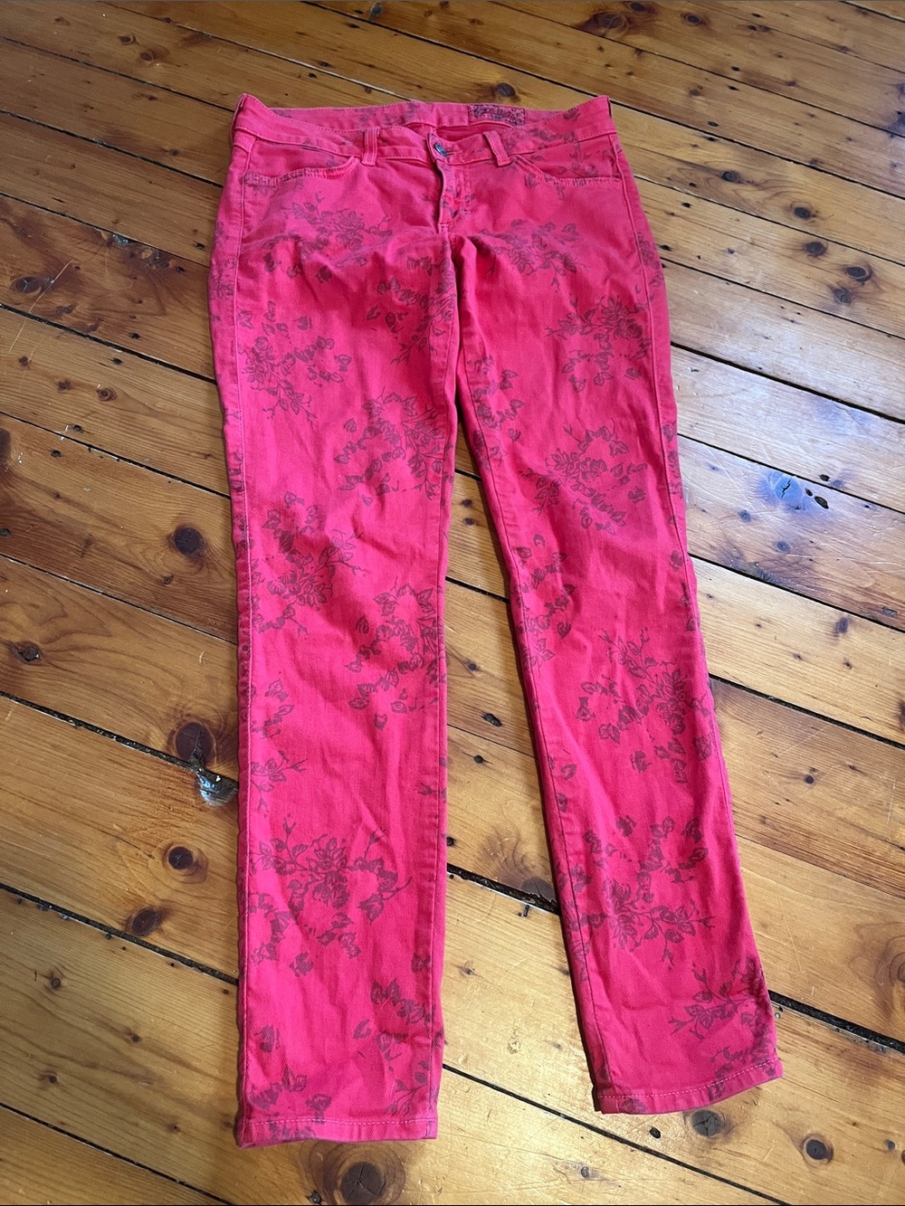 Siwy Women's Red Skinny Jeans with Floral Print